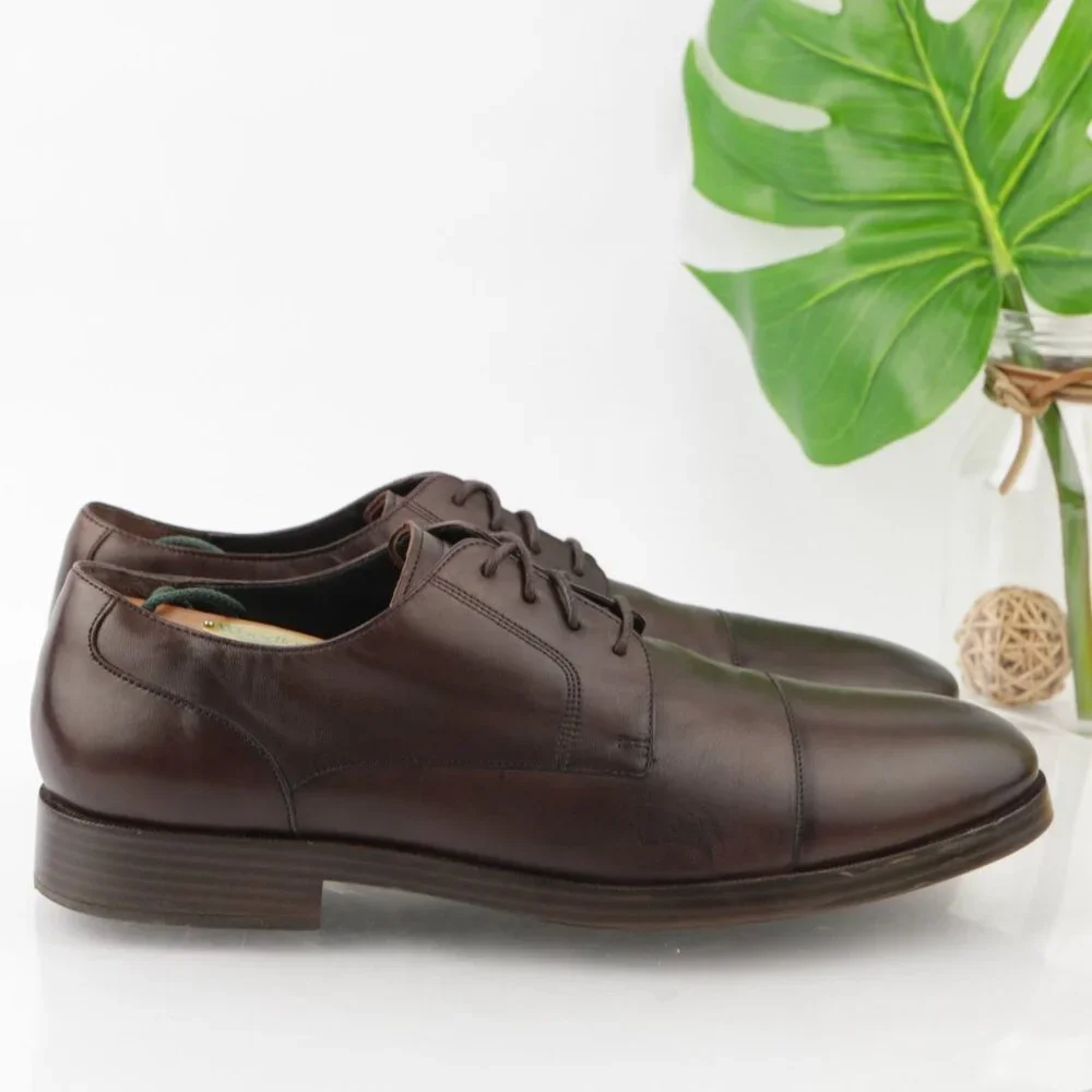 Cole Haan Mens Henry GrandOS Oxfords Size 11 M Brown Leather Cap Toe Dress Shoes